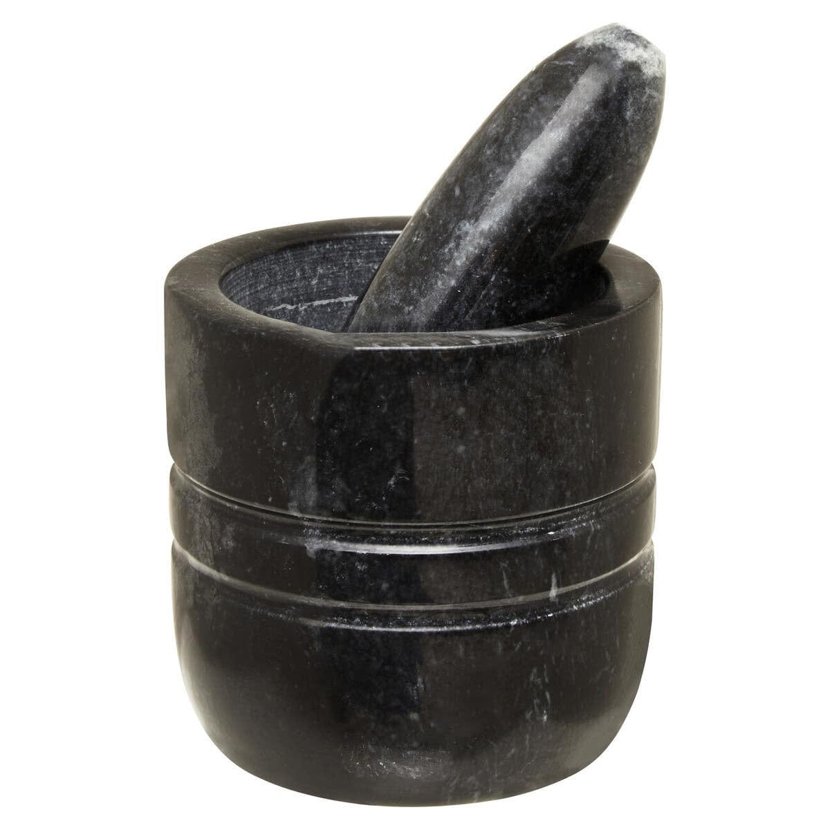 Hamilton Interiors Accessories Marmore Black Marble Textured Mortar And Pestle House of Isabella UK