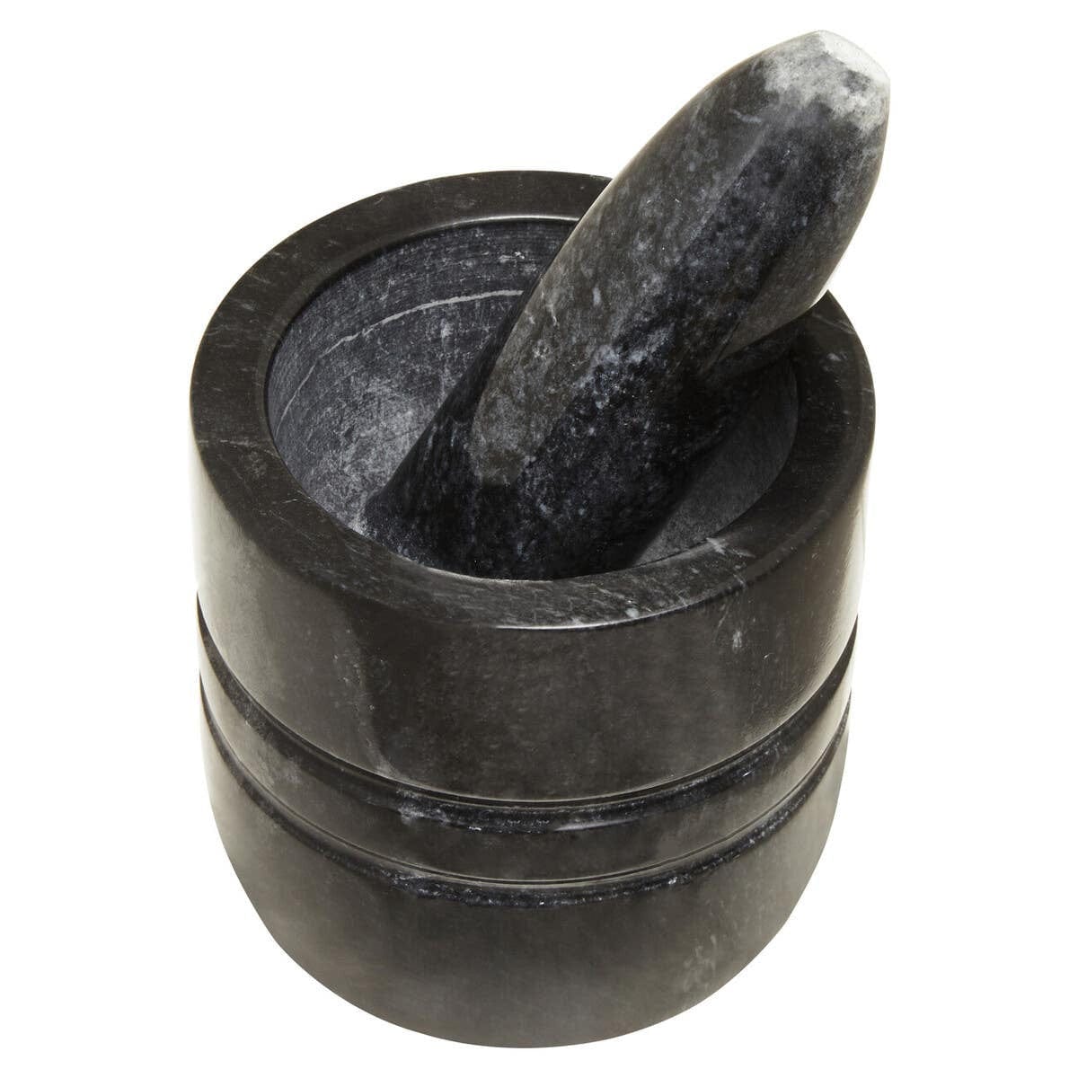 Hamilton Interiors Accessories Marmore Black Marble Textured Mortar And Pestle House of Isabella UK