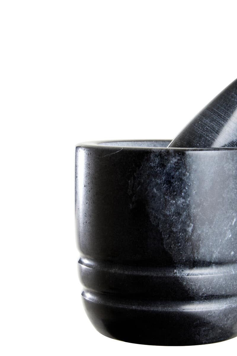 Hamilton Interiors Accessories Marmore Black Marble Textured Mortar And Pestle House of Isabella UK