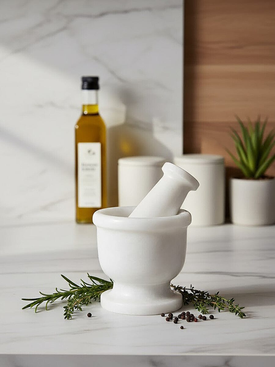 Hamilton Interiors Accessories Marmore White Marble Mortar And Pestle House of Isabella UK