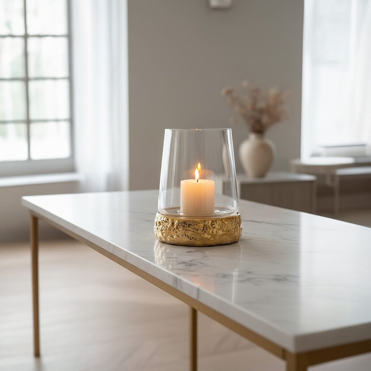 Hamilton Interiors Accessories Martele Small Gold Hurricane Candle Holder House of Isabella UK