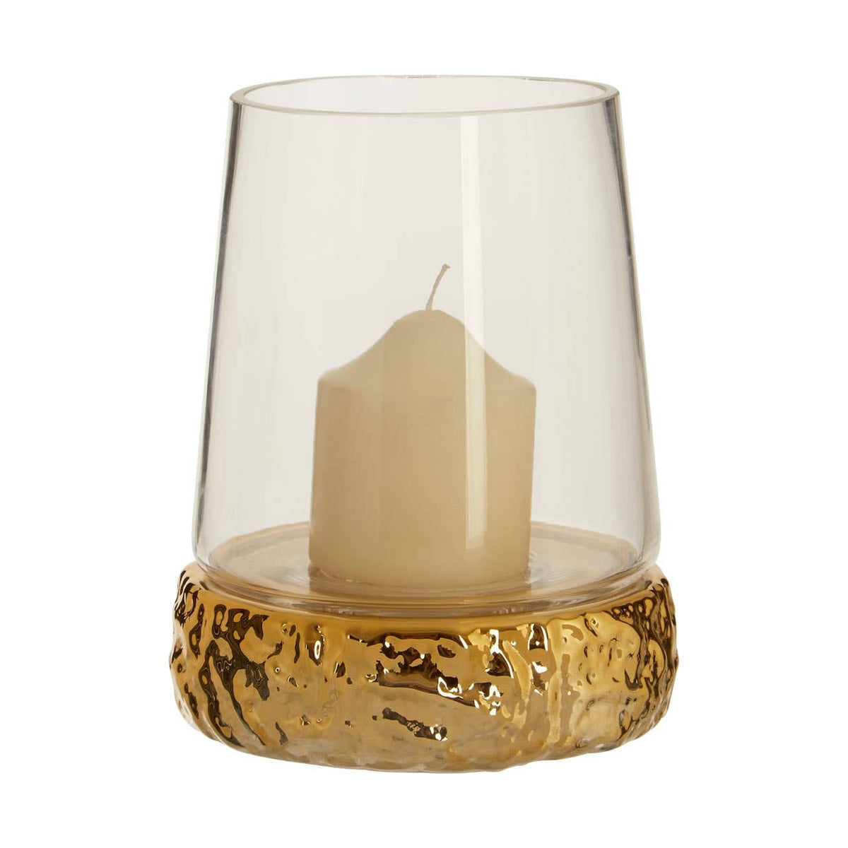 Hamilton Interiors Accessories Martele Small Gold Hurricane Candle Holder House of Isabella UK