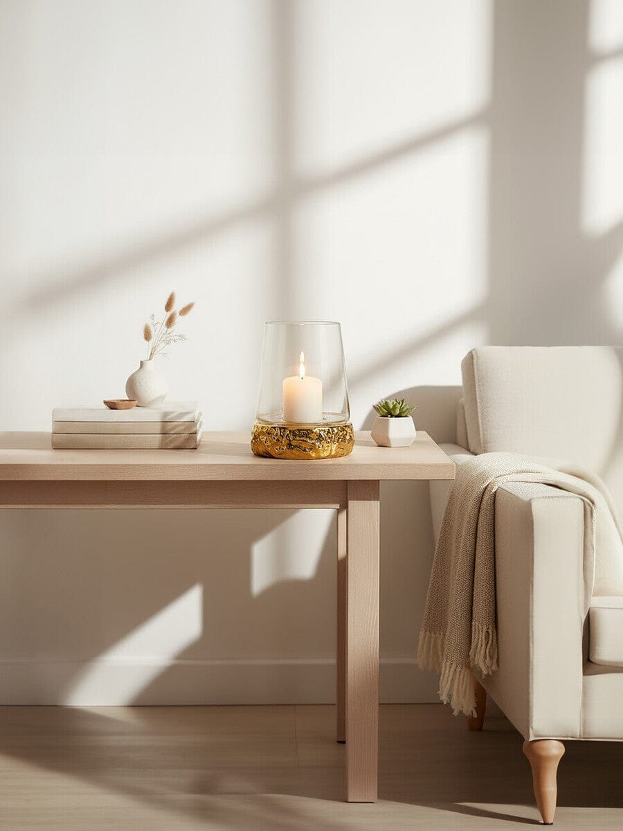 Hamilton Interiors Accessories Martele Small Gold Hurricane Candle Holder House of Isabella UK