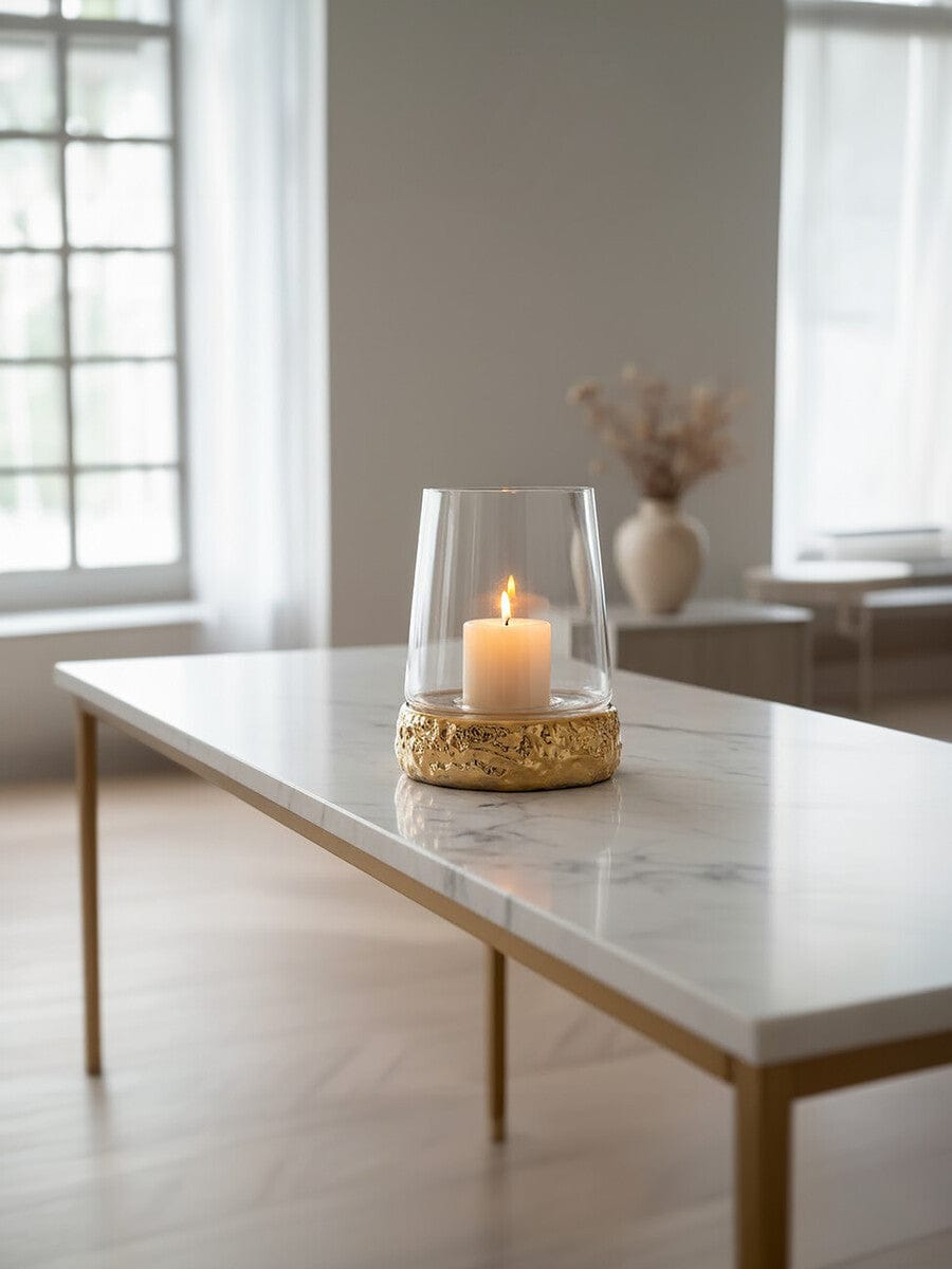 Hamilton Interiors Accessories Martele Small Gold Hurricane Candle Holder House of Isabella UK