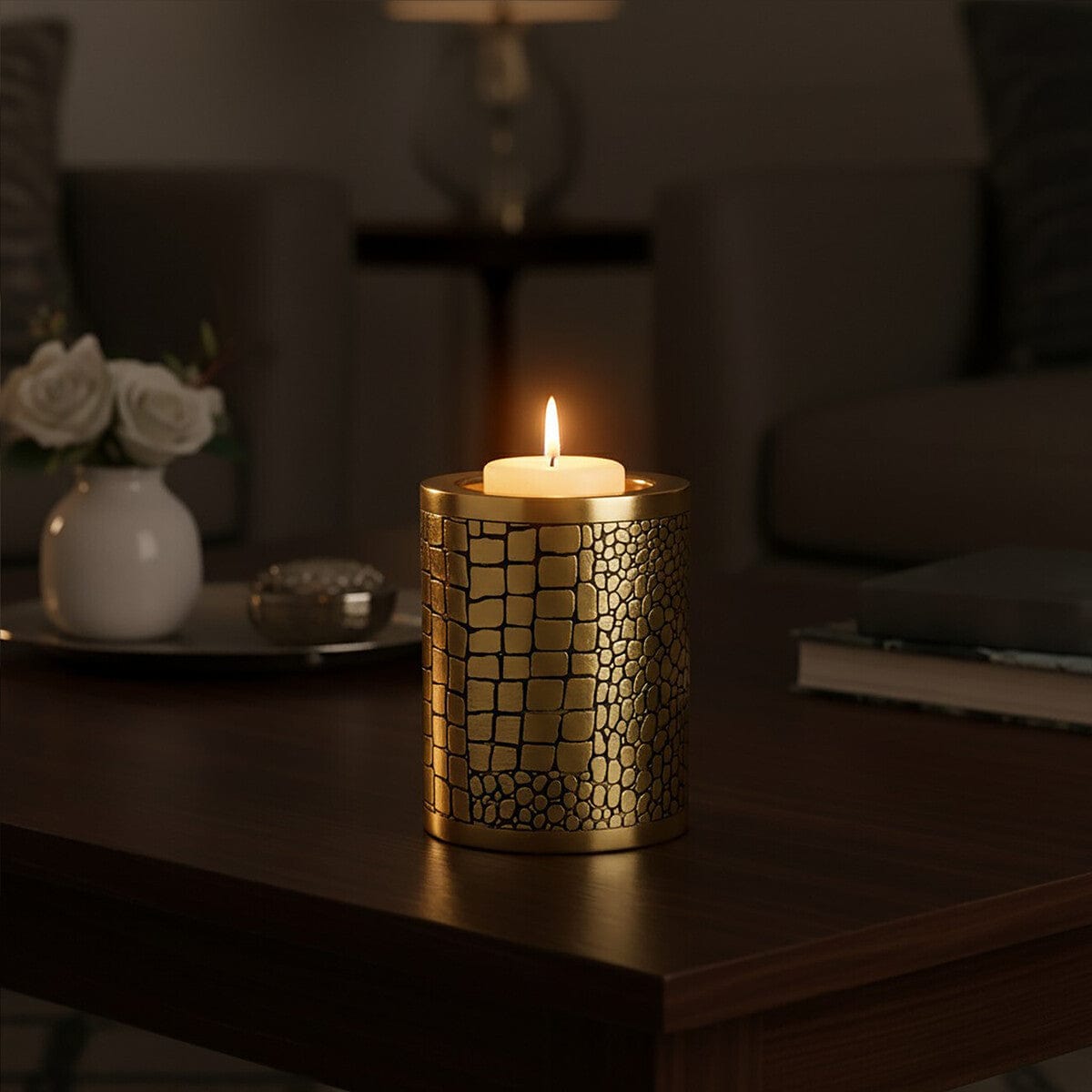 Hamilton Interiors Accessories Meko Small Crocodile Pattern Candle Holder House of Isabella UK