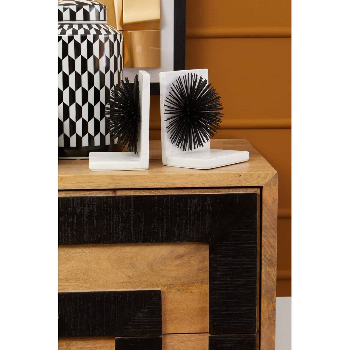 Hamilton Interiors Accessories Mirano Set Of Two Black Finish Starburst Bookends House of Isabella UK