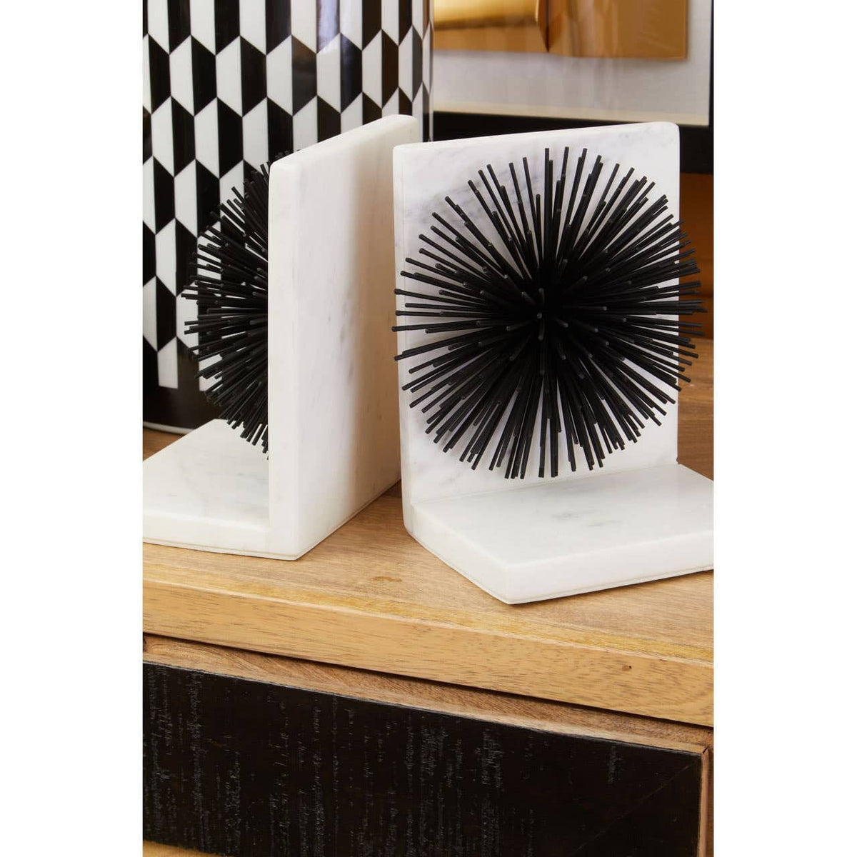 Hamilton Interiors Accessories Mirano Set Of Two Black Finish Starburst Bookends House of Isabella UK