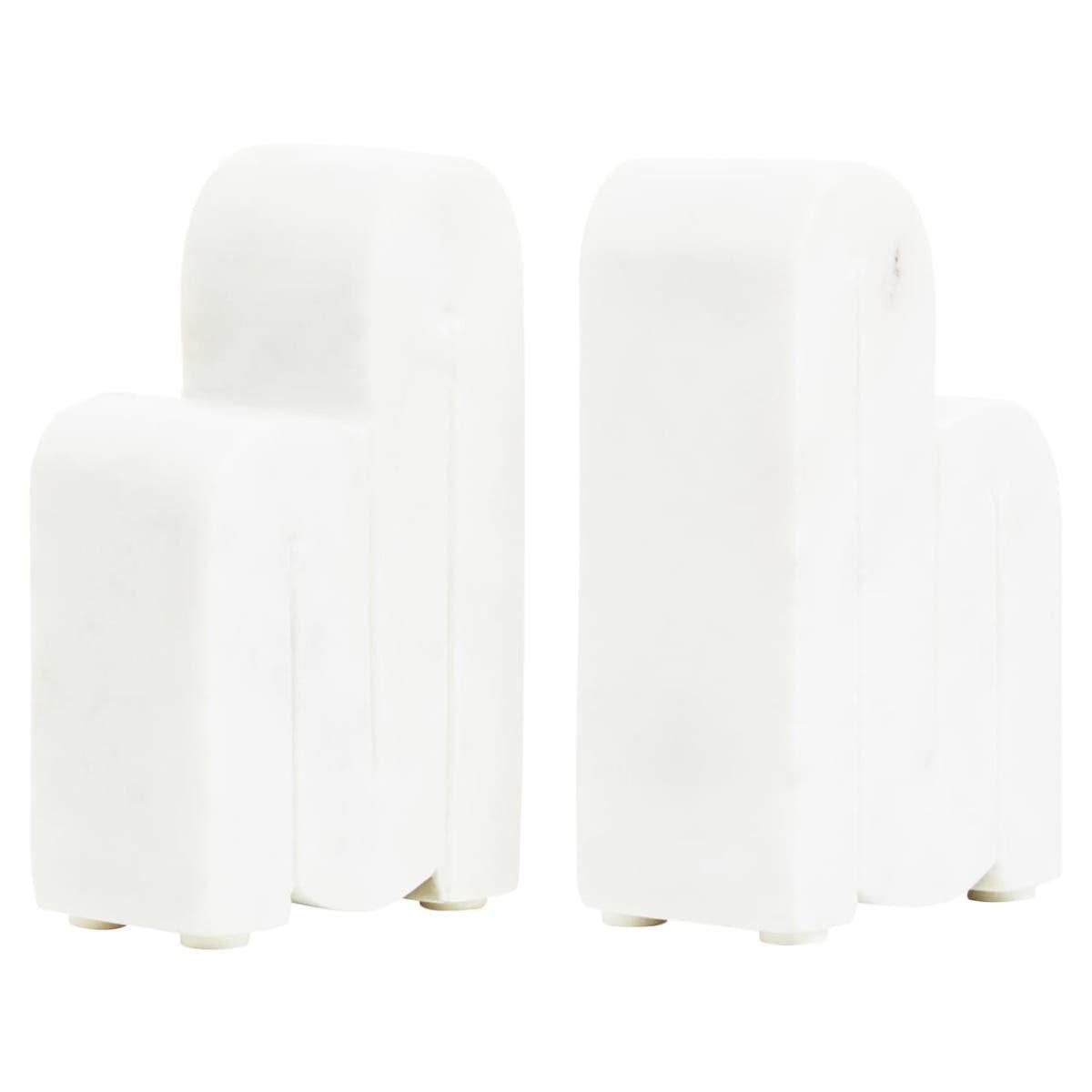 Hamilton Interiors Accessories Nason Set Of 2 White Marble Bookends House of Isabella UK