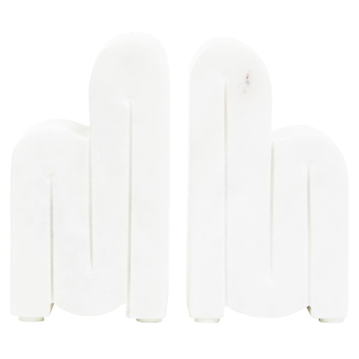 Hamilton Interiors Accessories Nason Set Of 2 White Marble Bookends House of Isabella UK