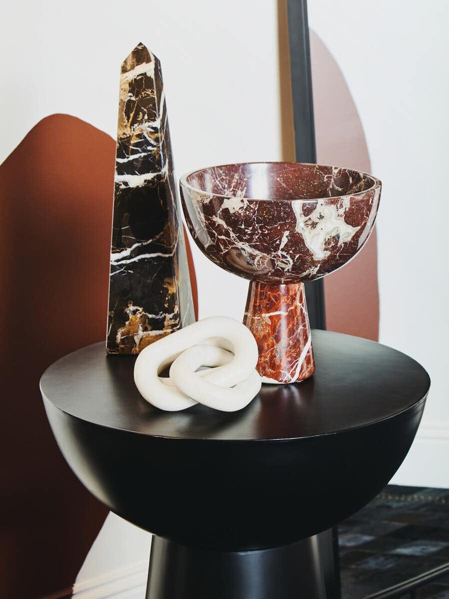 Hamilton Interiors Accessories Nason White Marble Three Link Chain Sculpture House of Isabella UK