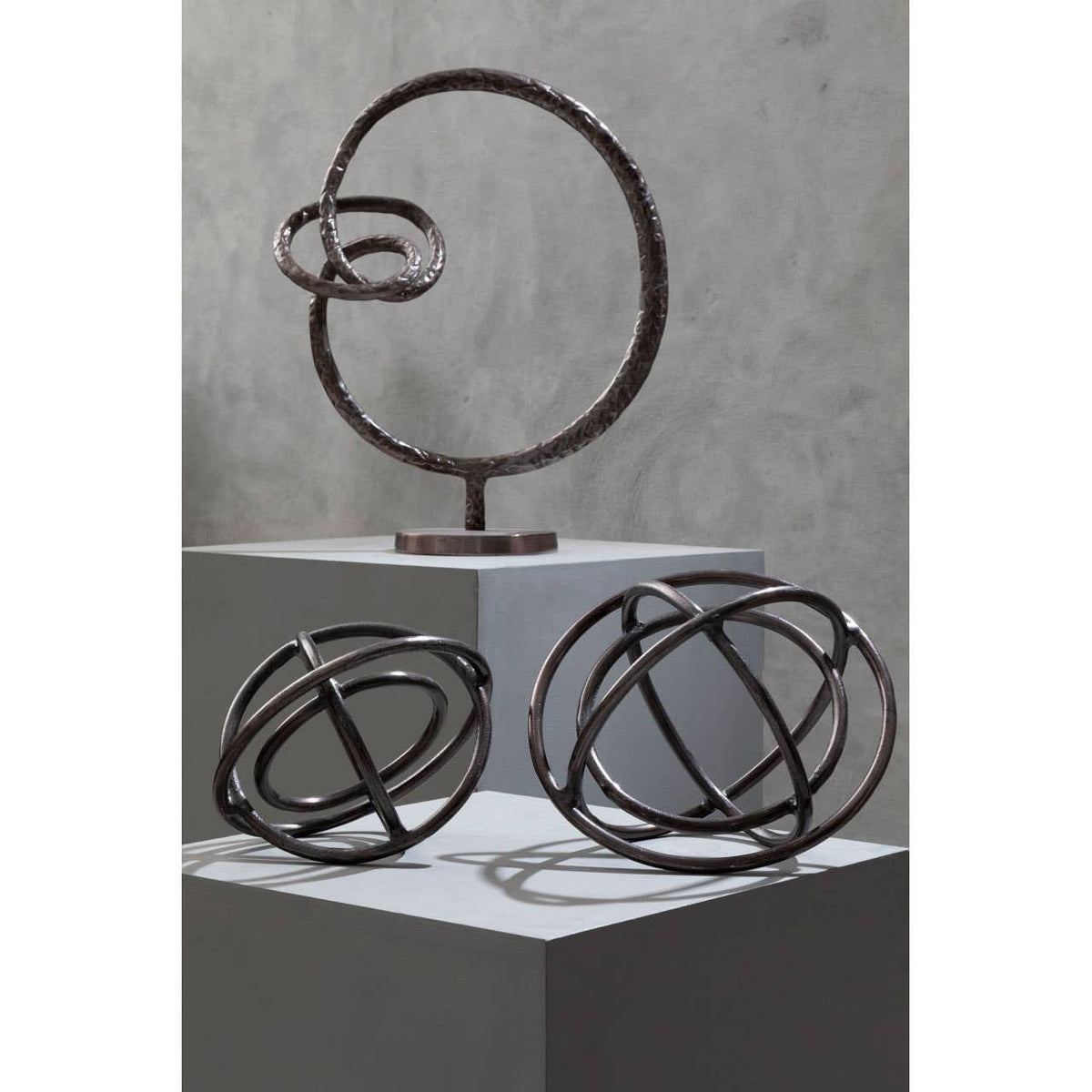 Hamilton Interiors Accessories Nexus Set of Two Bronze Finish Sphere Sculptures House of Isabella UK