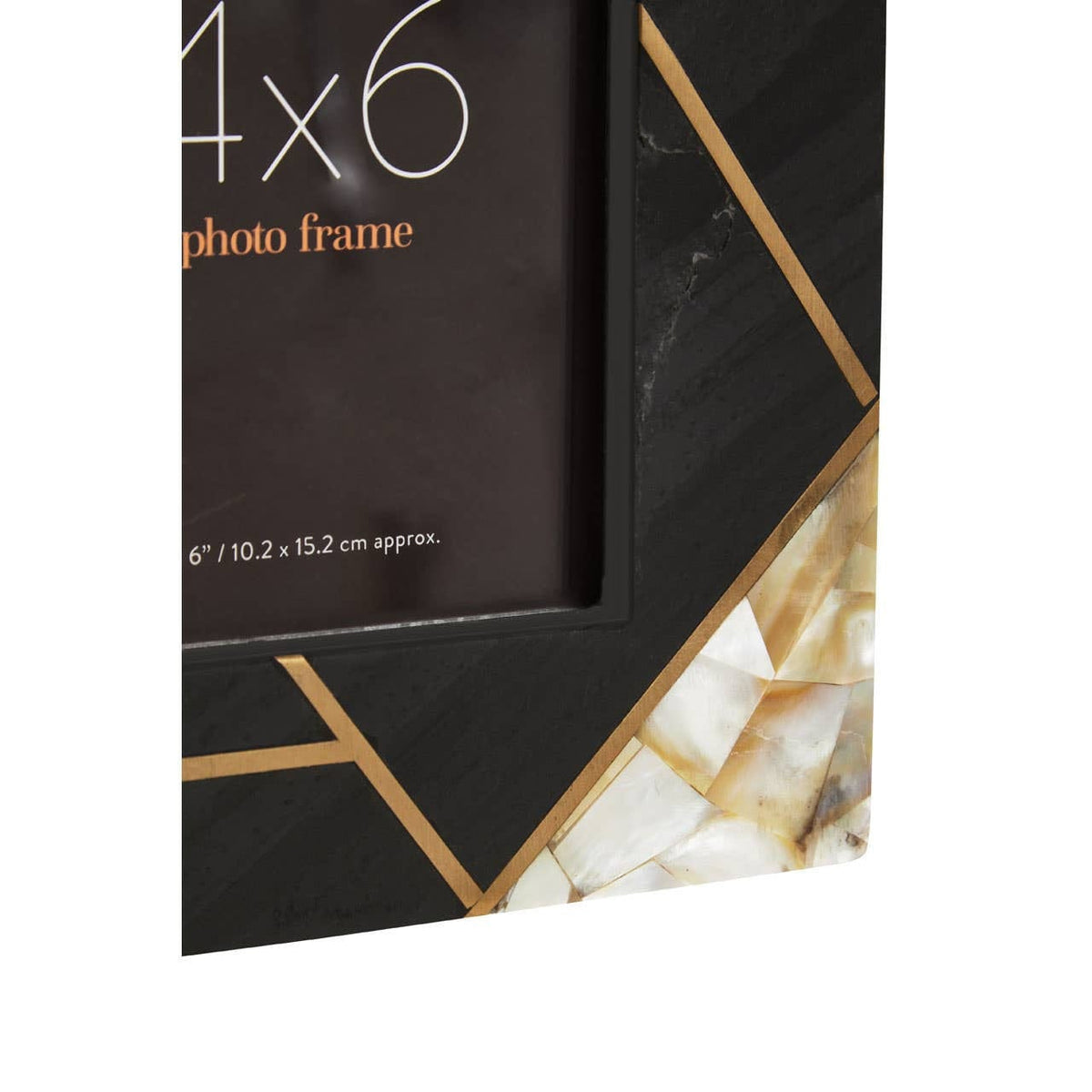 Hamilton Interiors Accessories Oriana 4In X 6In Mother of Pearl and Gold Inlay Small Photo Frame House of Isabella UK