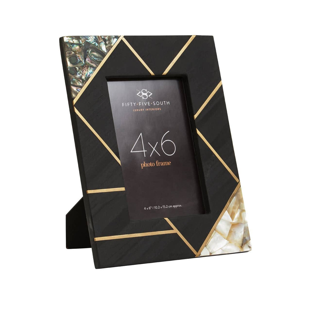 Hamilton Interiors Accessories Oriana 4In X 6In Mother of Pearl and Gold Inlay Small Photo Frame House of Isabella UK