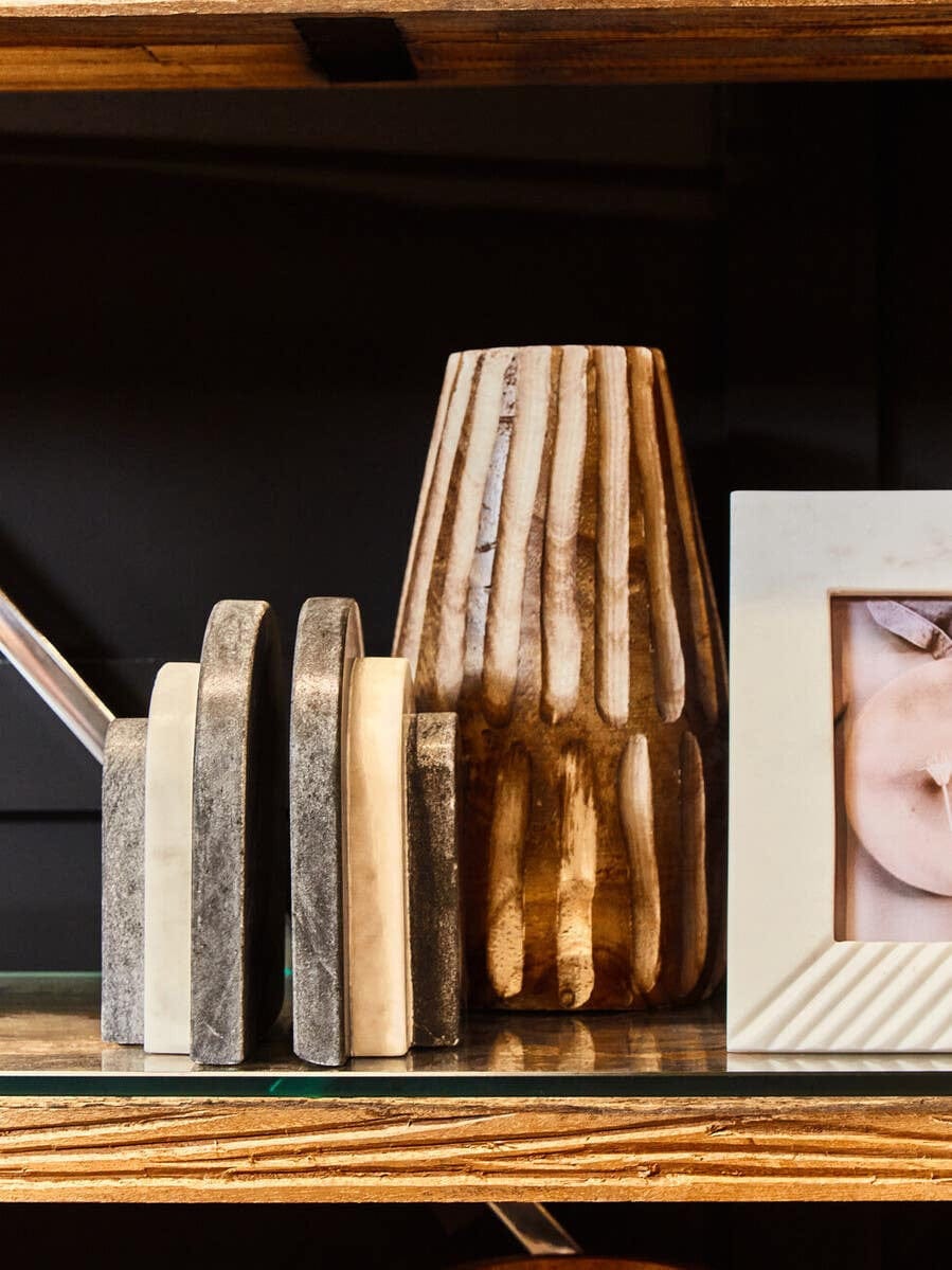 Hamilton Interiors Accessories Oxana Black and White Marble Bookends House of Isabella UK