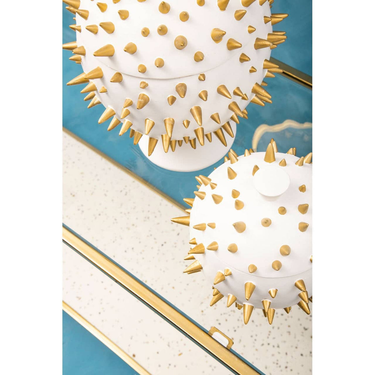 Hamilton Interiors Accessories Picos White and Gold Spikes Small Box House of Isabella UK