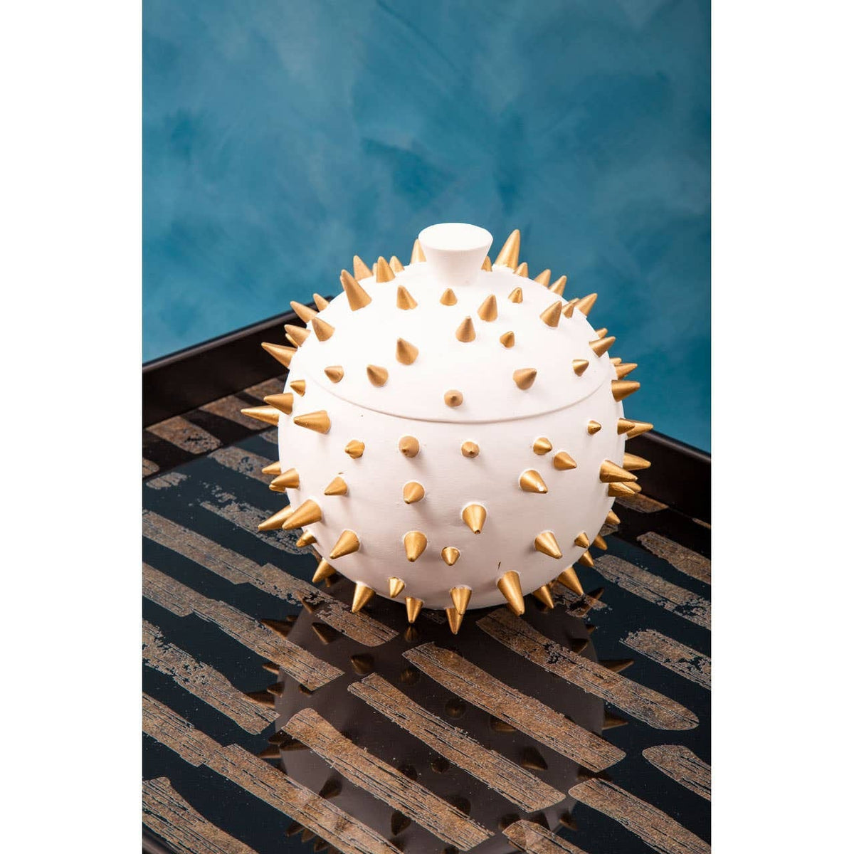 Hamilton Interiors Accessories Picos White and Gold Spikes Small Box House of Isabella UK