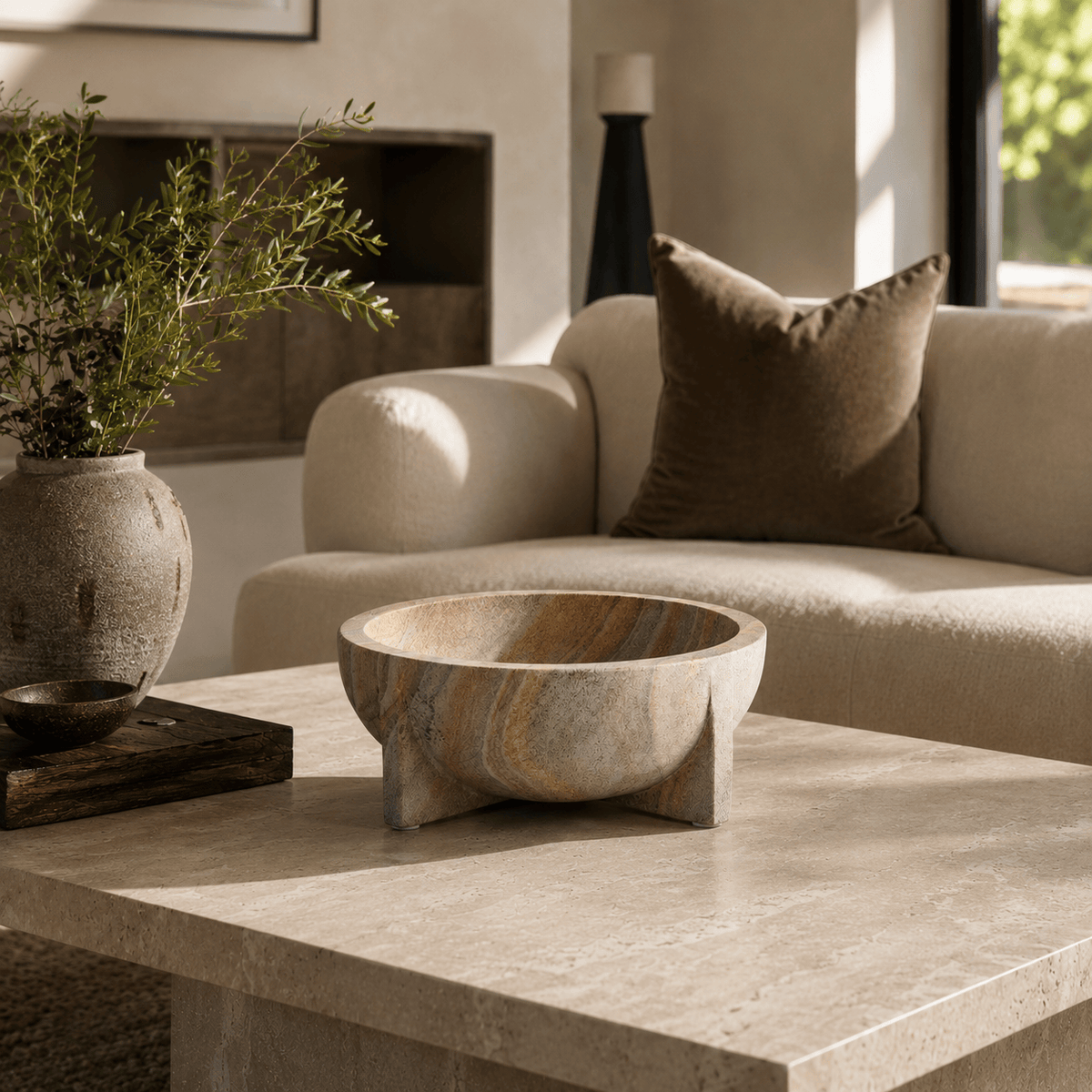 Hamilton Interiors Accessories Pietra Rainbow Sandstone Pedestal Bowl House of Isabella UK