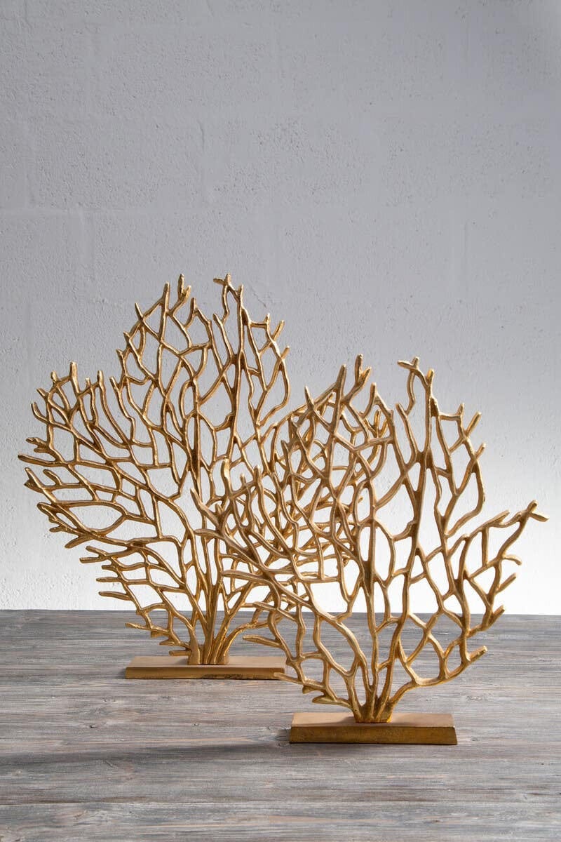 Hamilton Interiors Accessories Prato Large Gold Finish Coral Sculpture House of Isabella UK