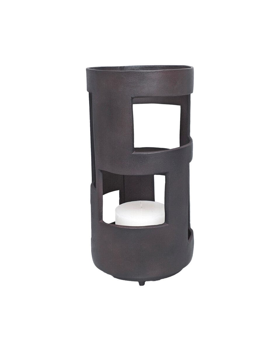 Hamilton Interiors Accessories Prato Large Textured Brown Candle Holder House of Isabella UK