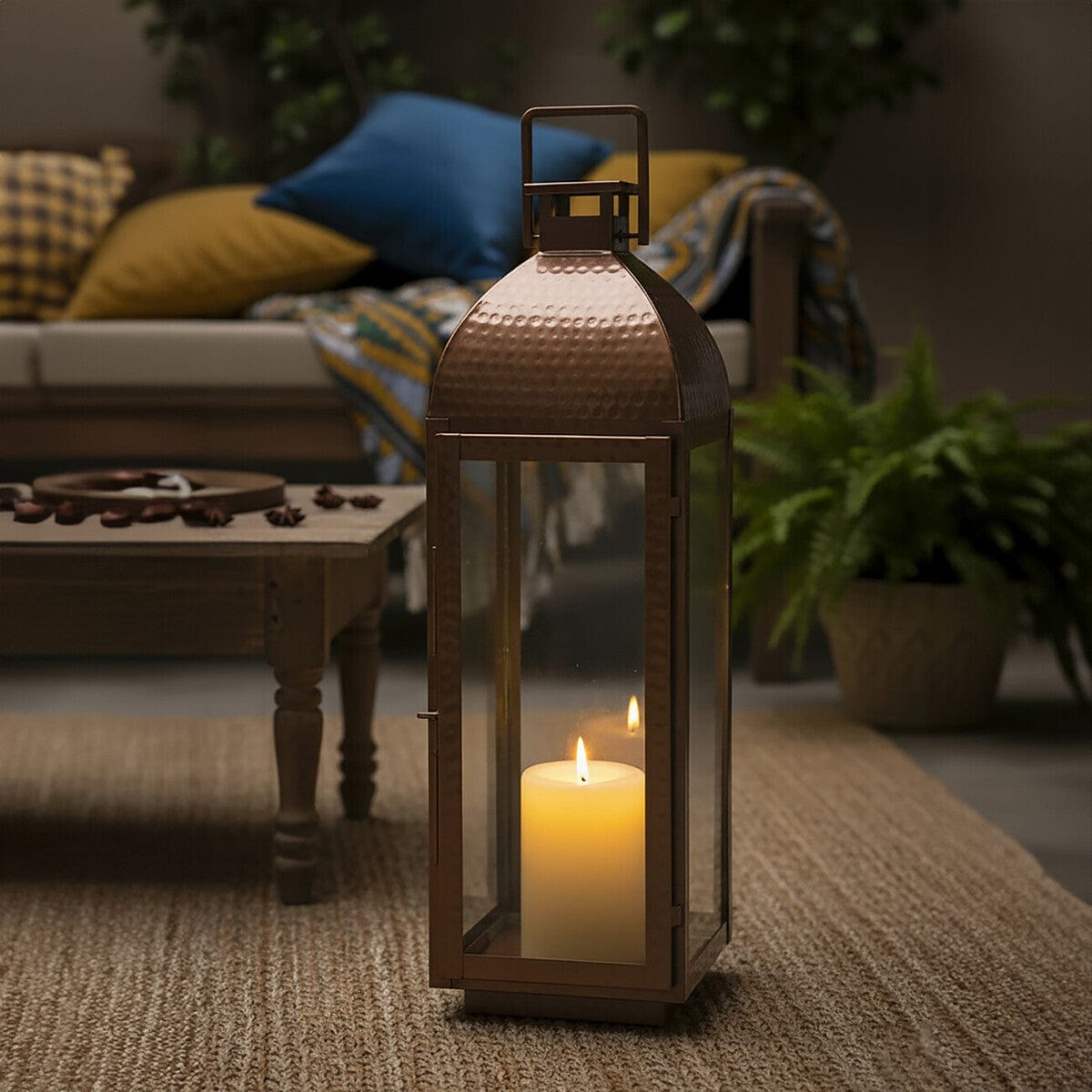 Hamilton Interiors Accessories Ravi Large Lantern with Copper Finish House of Isabella UK