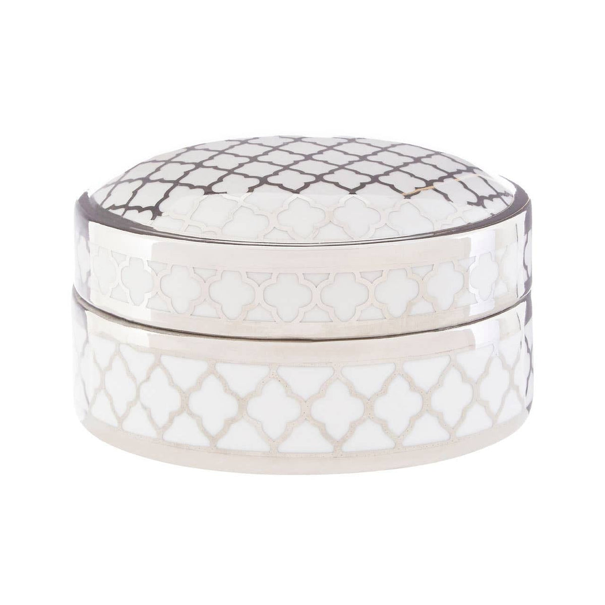 Hamilton Interiors Accessories Renne White and Silver Small Ceramic Box House of Isabella UK