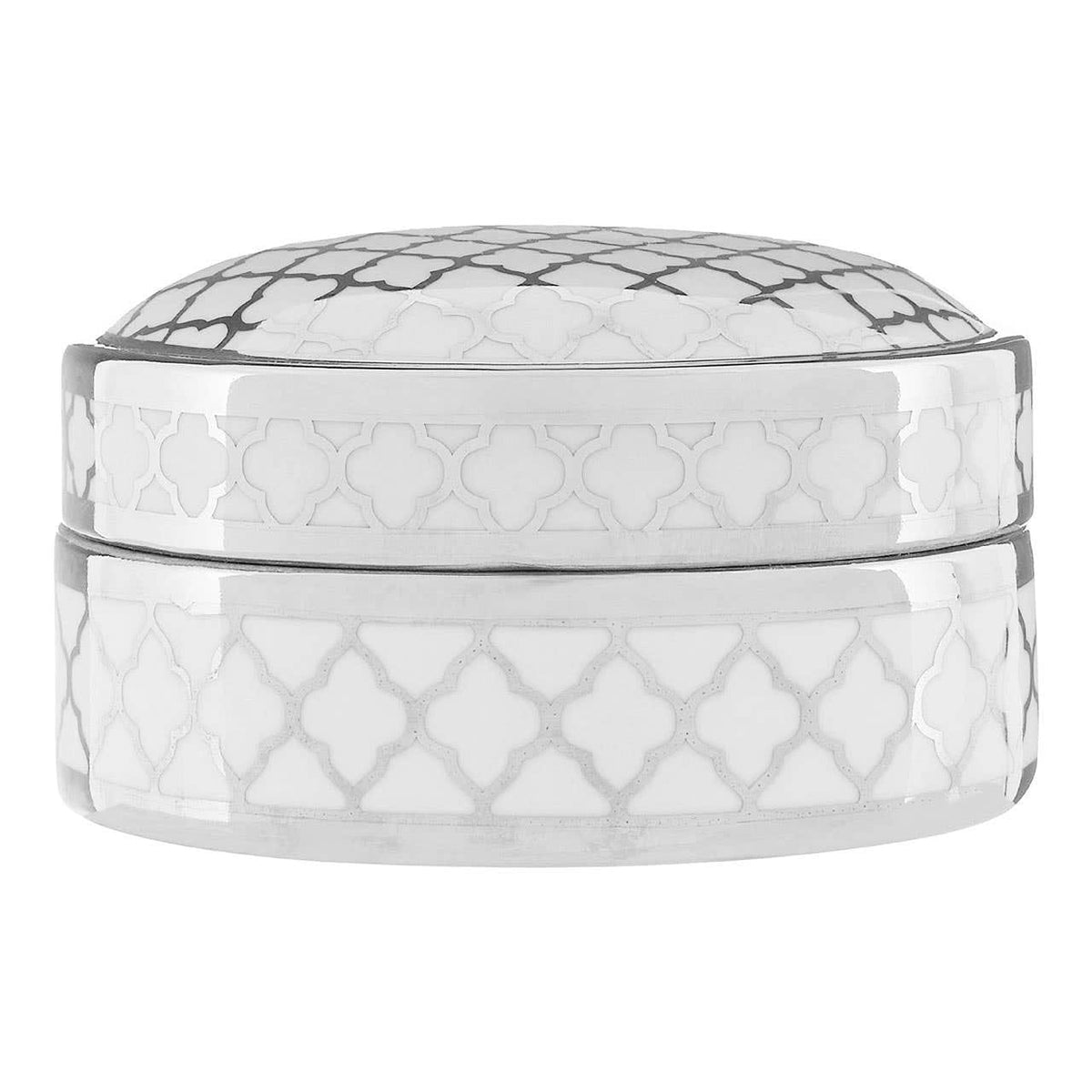 Hamilton Interiors Accessories Renne White and Silver Small Ceramic Box House of Isabella UK