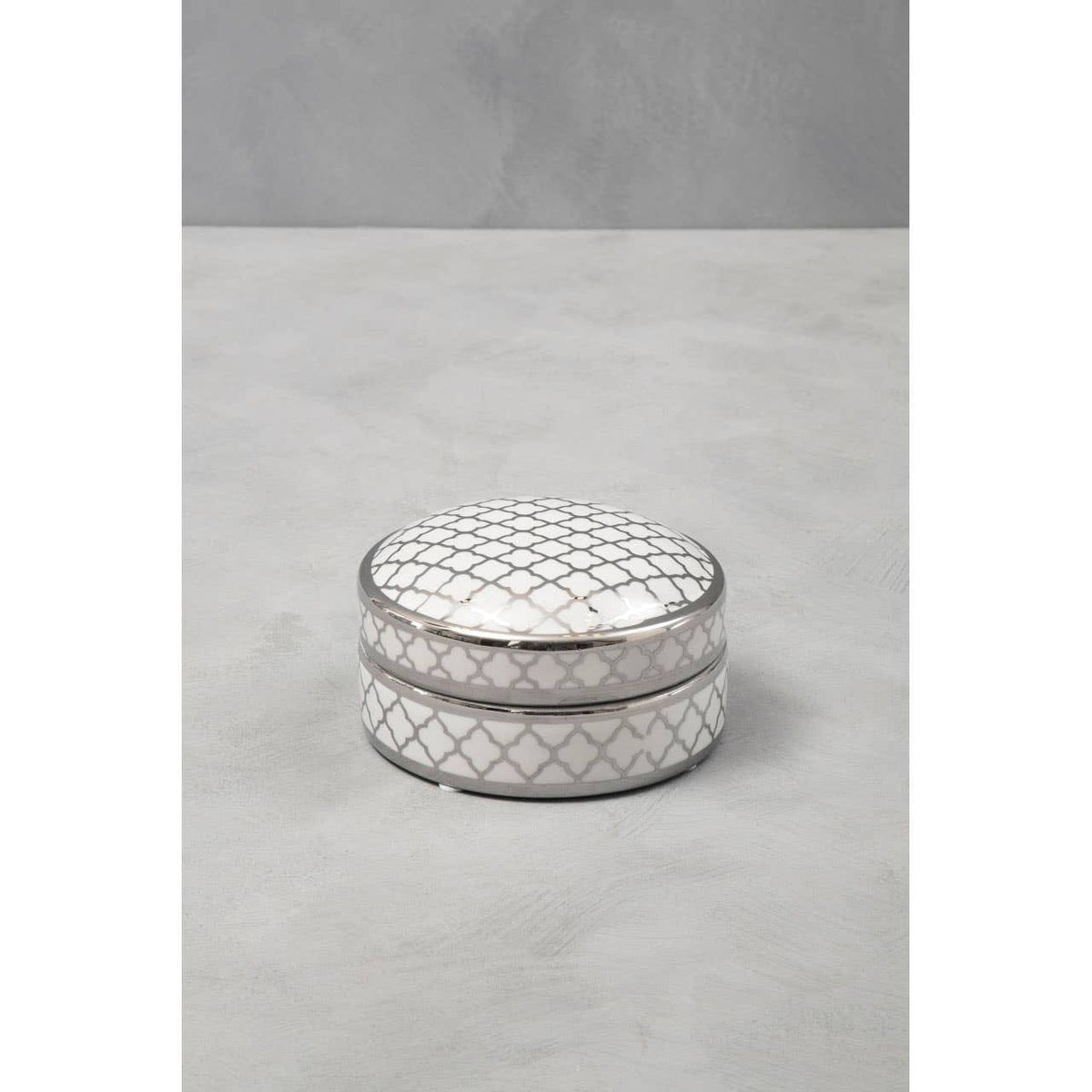 Hamilton Interiors Accessories Renne White and Silver Small Ceramic Box House of Isabella UK