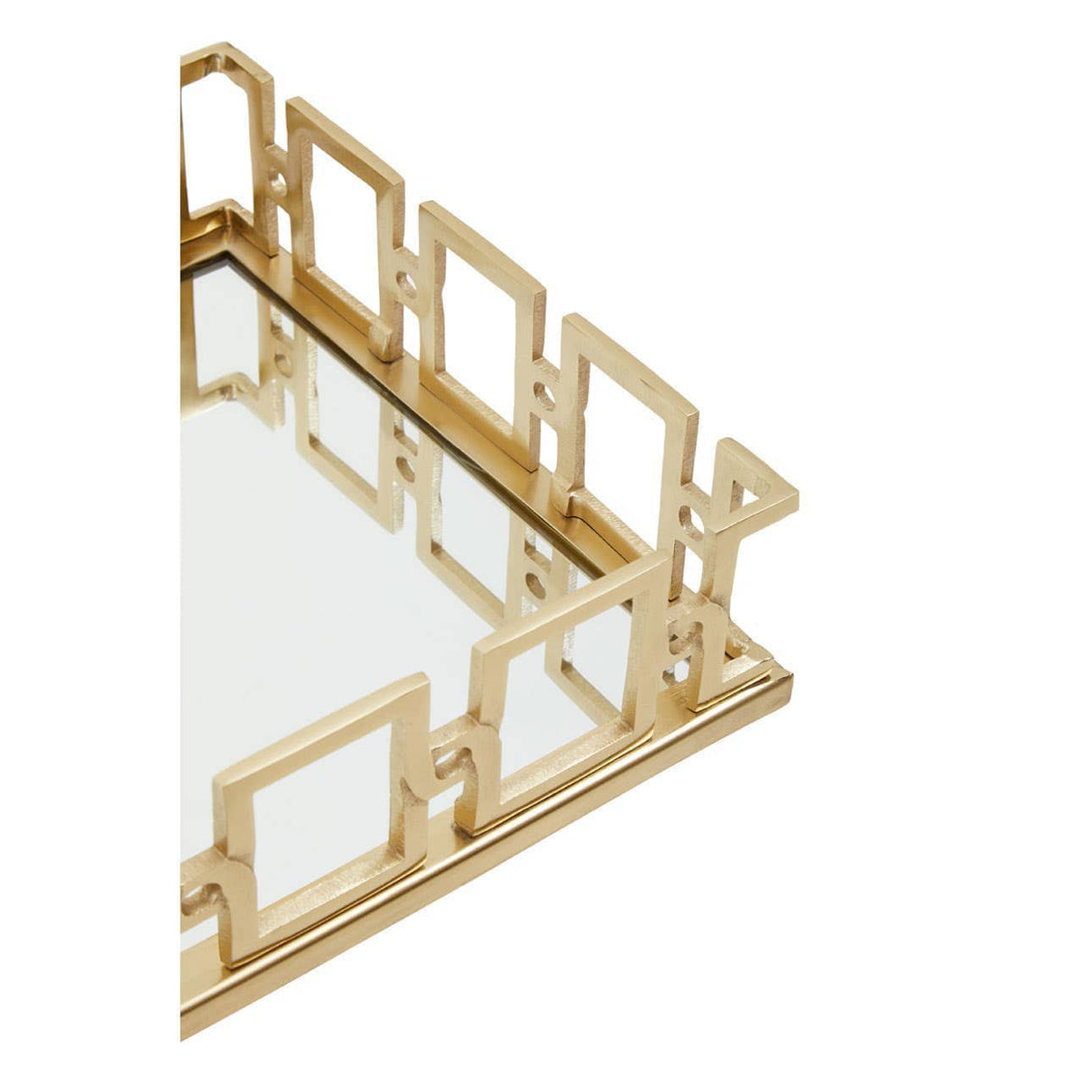 Hamilton Interiors Accessories Rhoda Rectangle Gold Mirror Tray House of Isabella UK