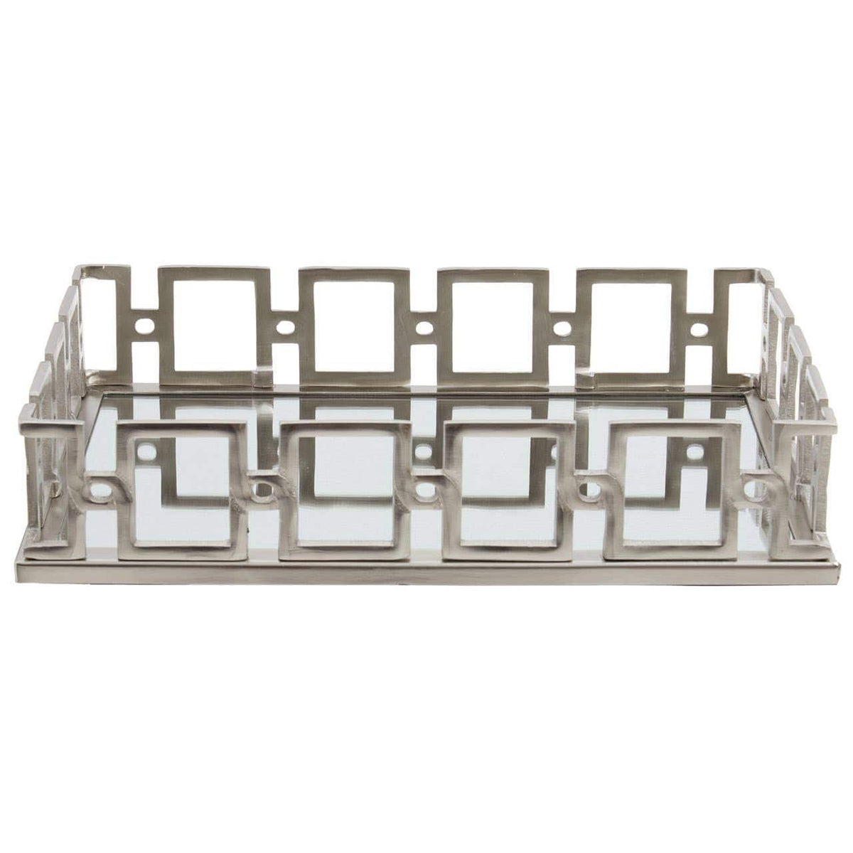 Hamilton Interiors Accessories Rhoda Rectangle Nickel Finish Mirror Tray House of Isabella UK