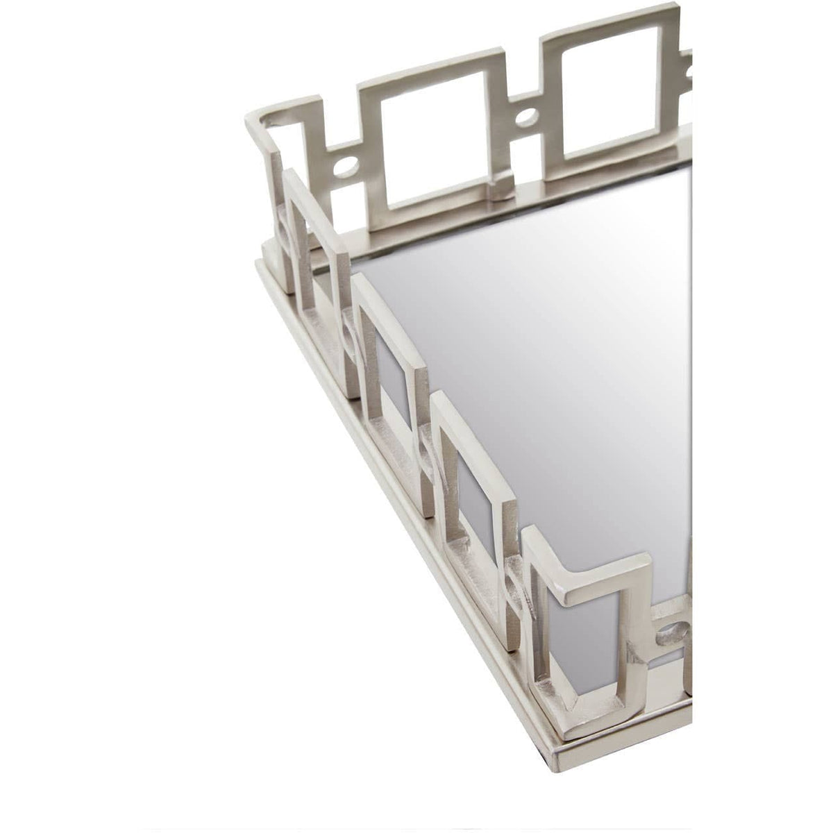 Hamilton Interiors Accessories Rhoda Rectangle Nickel Finish Mirror Tray House of Isabella UK