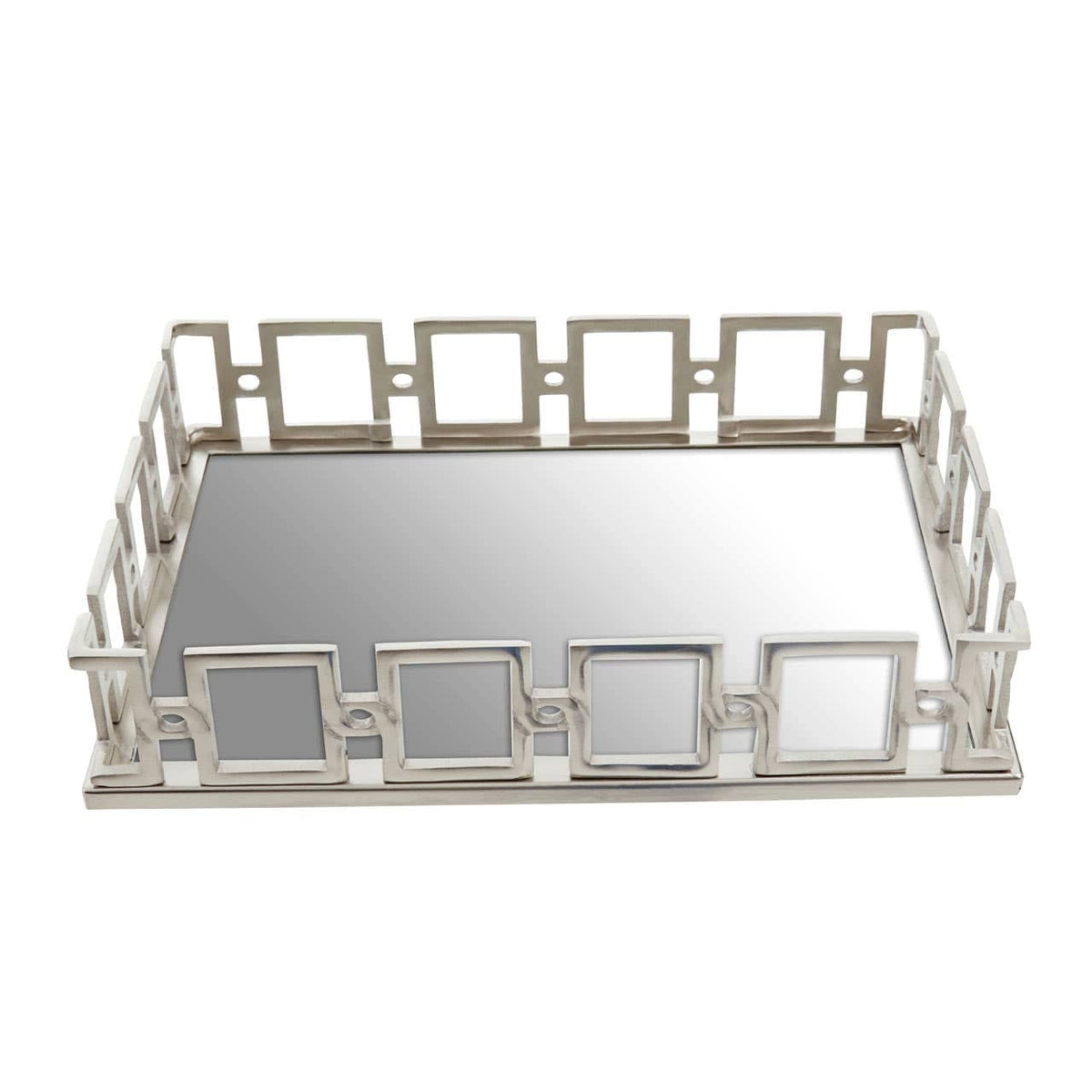 Hamilton Interiors Accessories Rhoda Rectangle Nickel Finish Mirror Tray House of Isabella UK