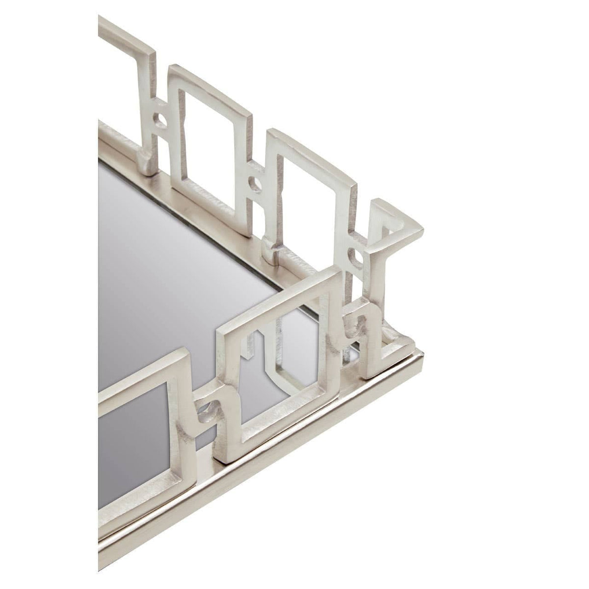 Hamilton Interiors Accessories Rhoda Rectangle Nickel Finish Mirror Tray House of Isabella UK
