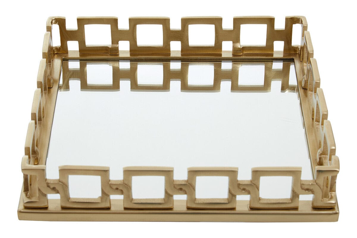 Hamilton Interiors Accessories Rhoda Square Gold Mirror Tray House of Isabella UK