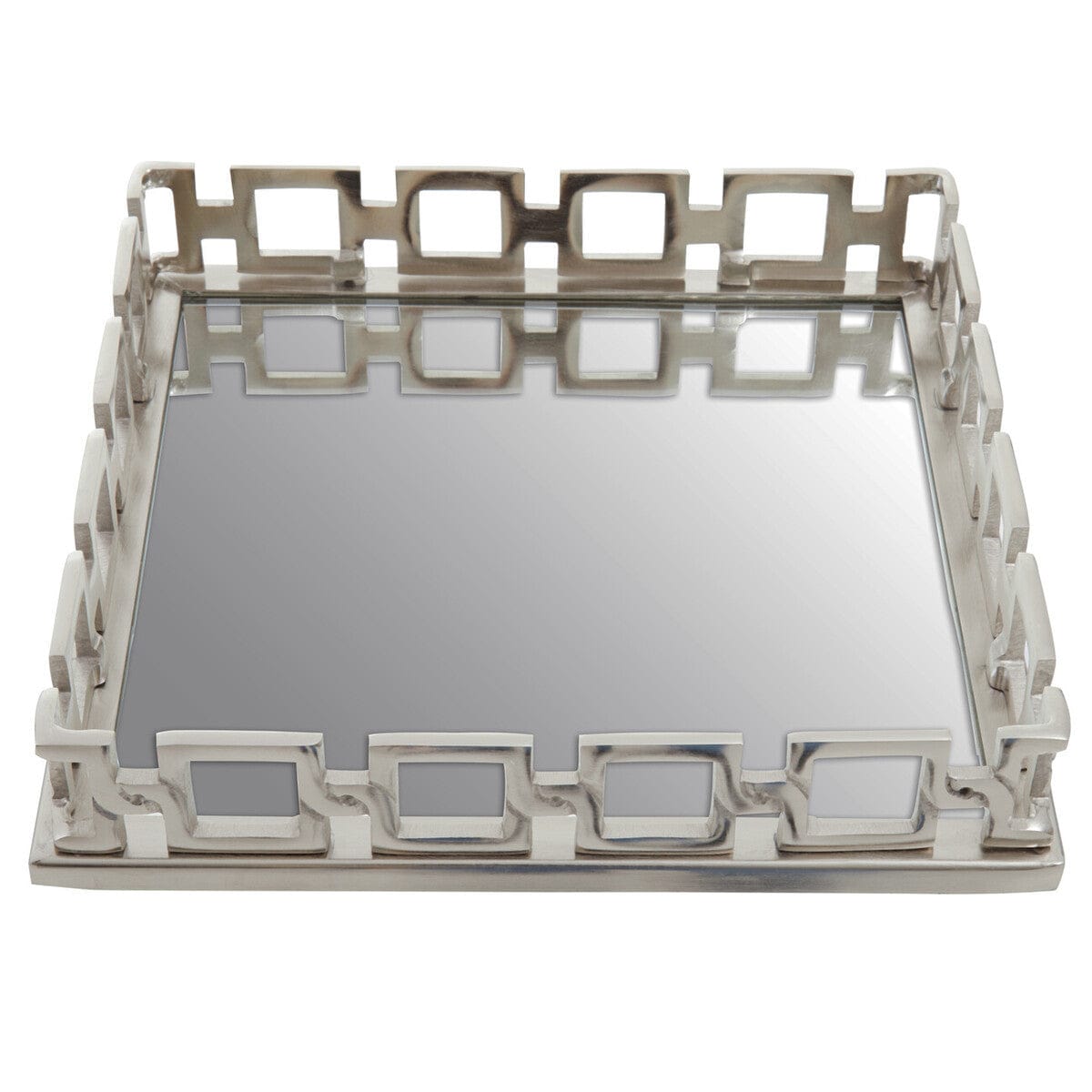 Hamilton Interiors Accessories Rhoda Square Nickel Finish Mirror Tray House of Isabella UK
