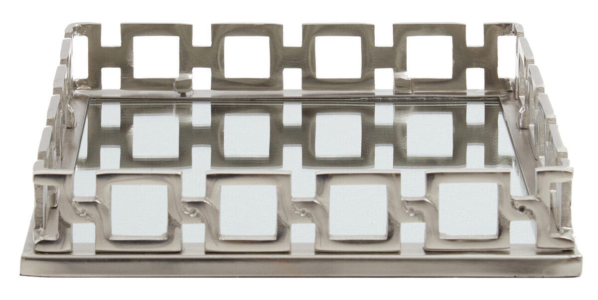 Hamilton Interiors Accessories Rhoda Square Nickel Finish Mirror Tray House of Isabella UK