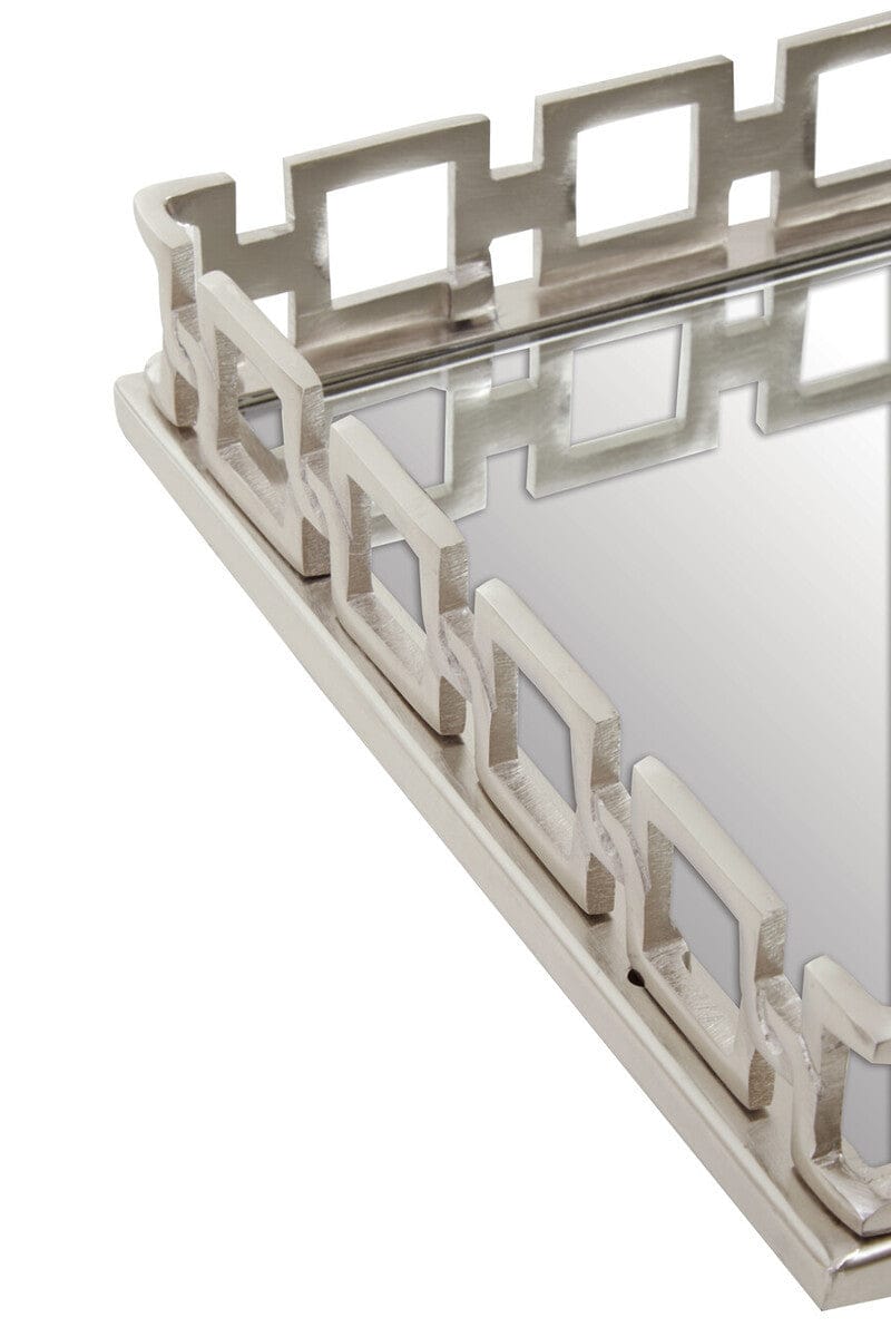 Hamilton Interiors Accessories Rhoda Square Nickel Finish Mirror Tray House of Isabella UK