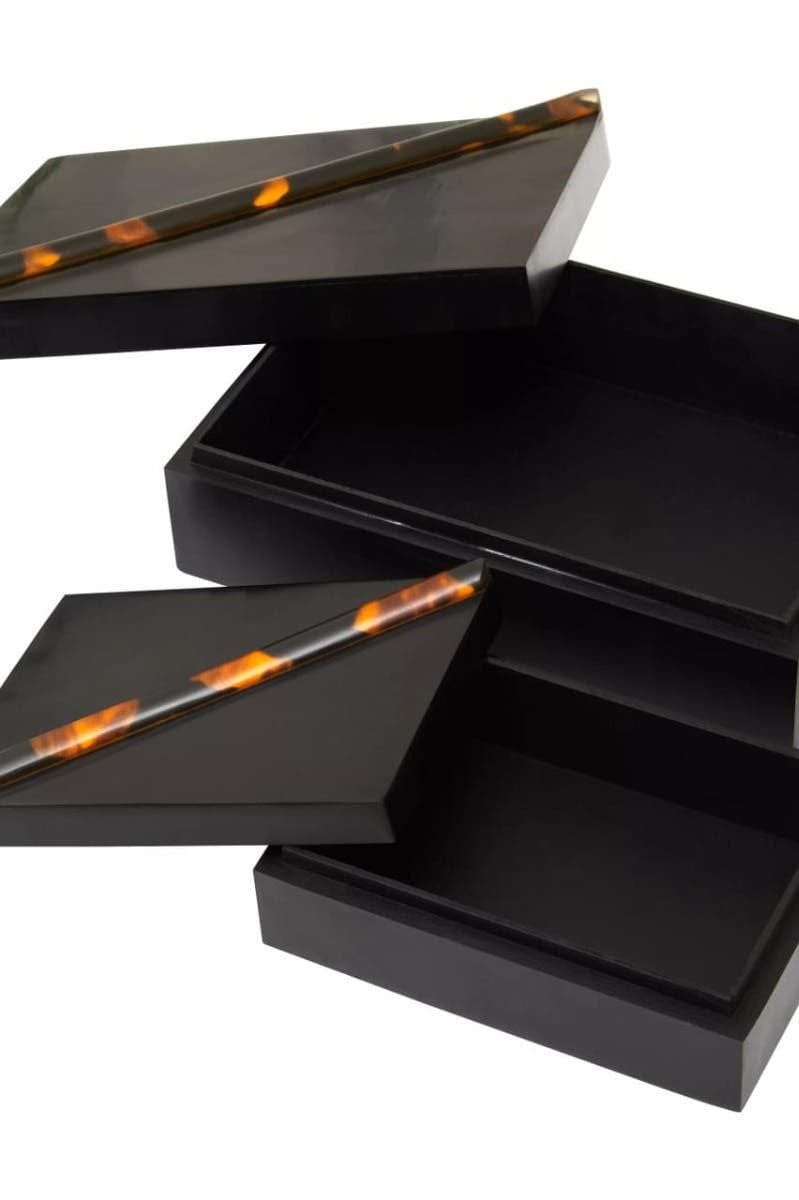 Hamilton Interiors Accessories Roma Set Of Two Tortoise Shell Trinket Boxes House of Isabella UK