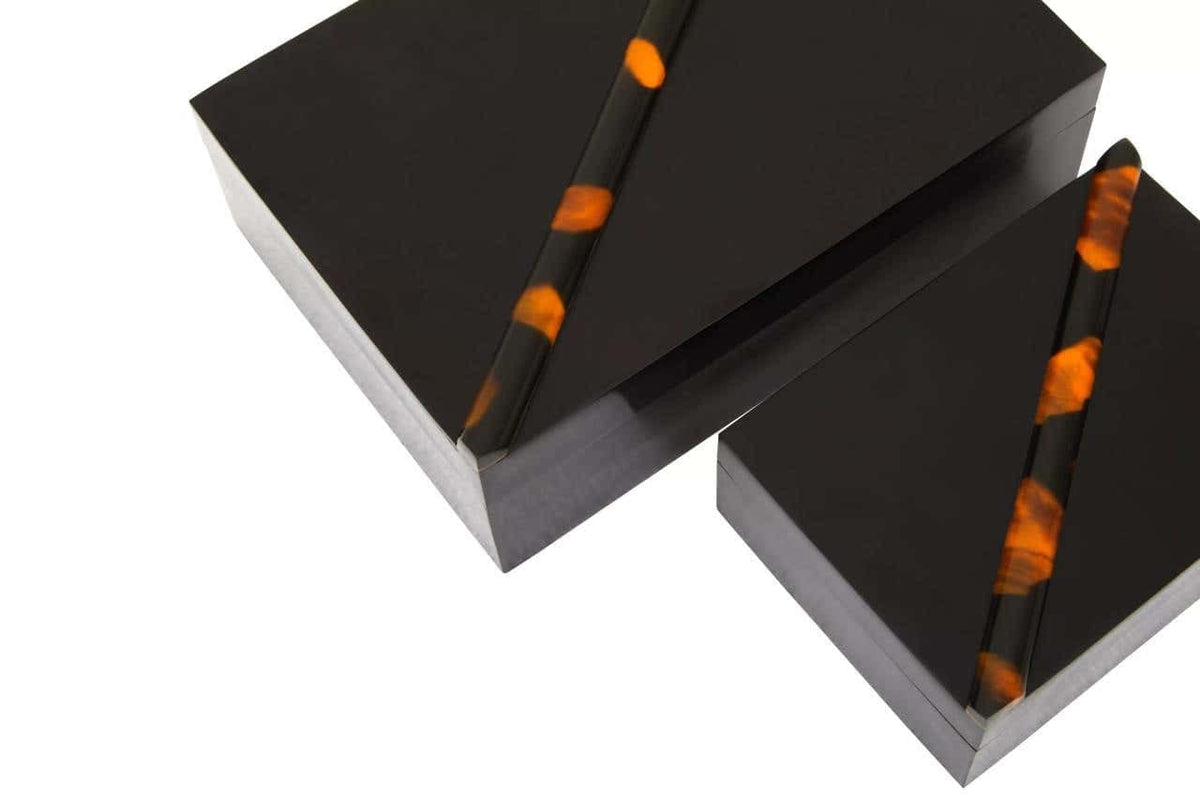 Hamilton Interiors Accessories Roma Set Of Two Tortoise Shell Trinket Boxes House of Isabella UK