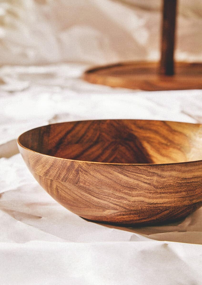 Hamilton Interiors Accessories Rosi Large Round Sheesham Wood Salad Bowl House of Isabella UK