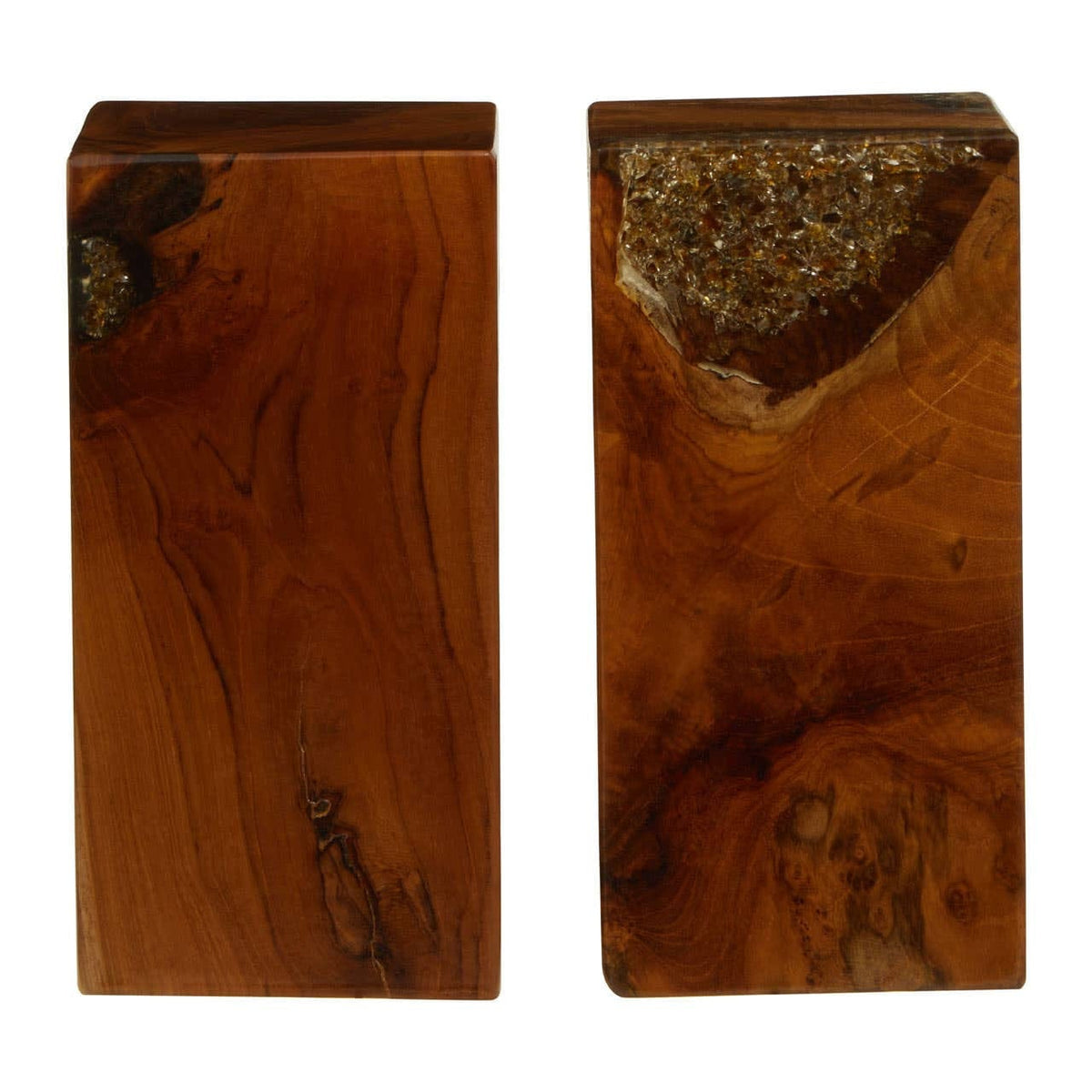 Hamilton Interiors Accessories Sakra Set Of 2 Teak Wood Bookends House of Isabella UK