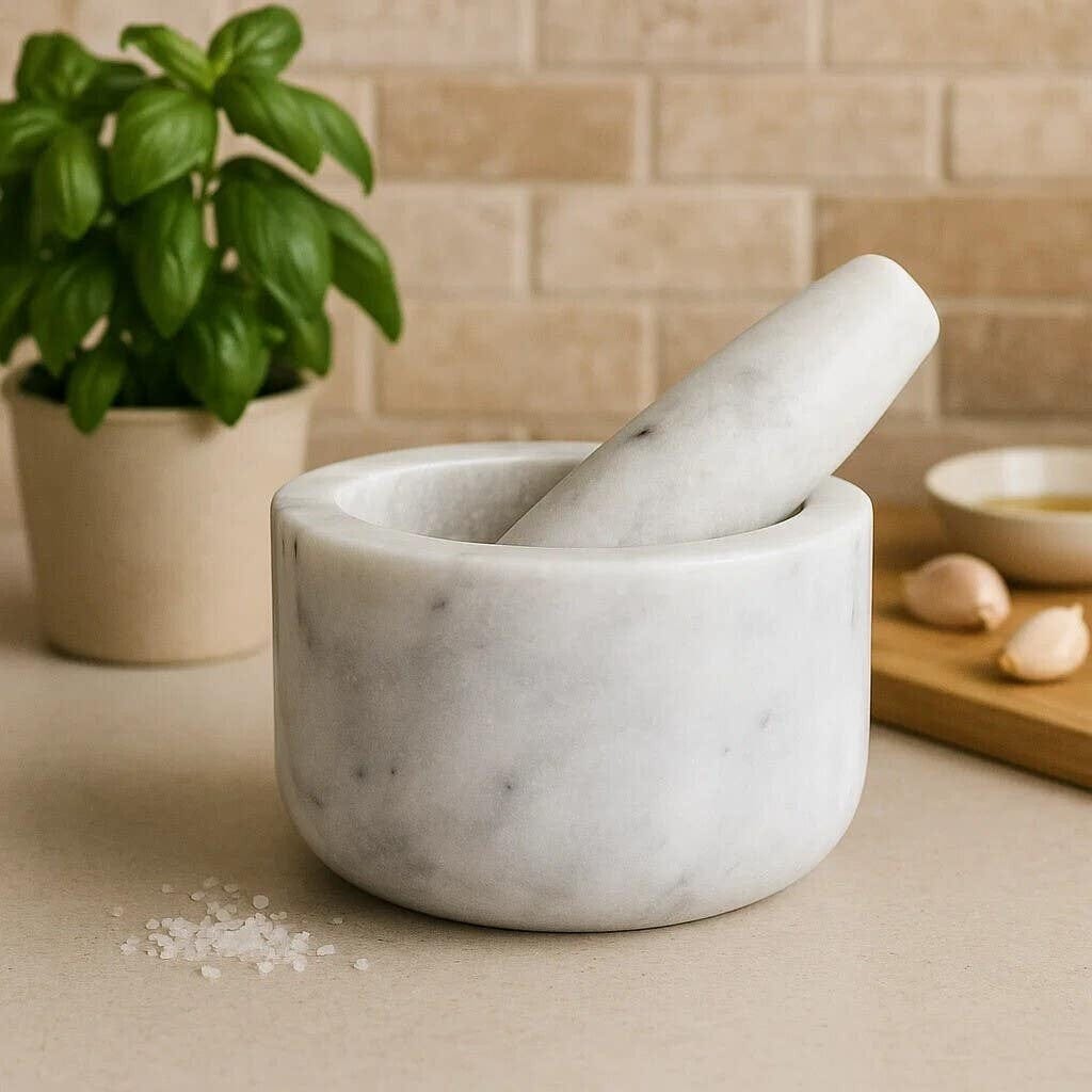 Hamilton Interiors Accessories Salerno Grey Marble Straight Mortar And Pestle House of Isabella UK