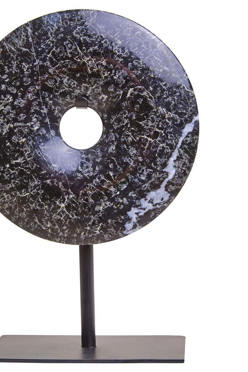 Hamilton Interiors Accessories Salmo Extra Small Black Marble Round Dia 15cm Disc Sculpture House of Isabella UK