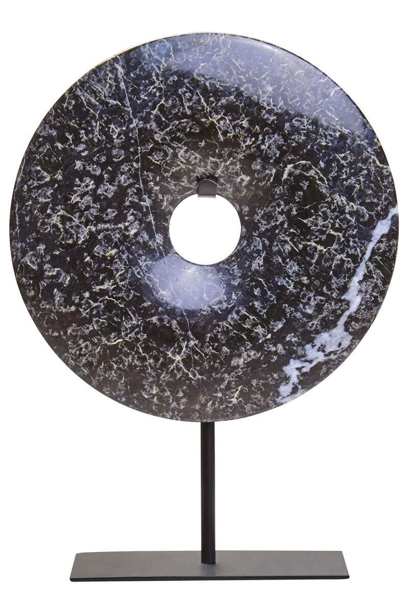 Hamilton Interiors Accessories Salmo Extra Small Black Marble Round Dia 15cm Disc Sculpture House of Isabella UK