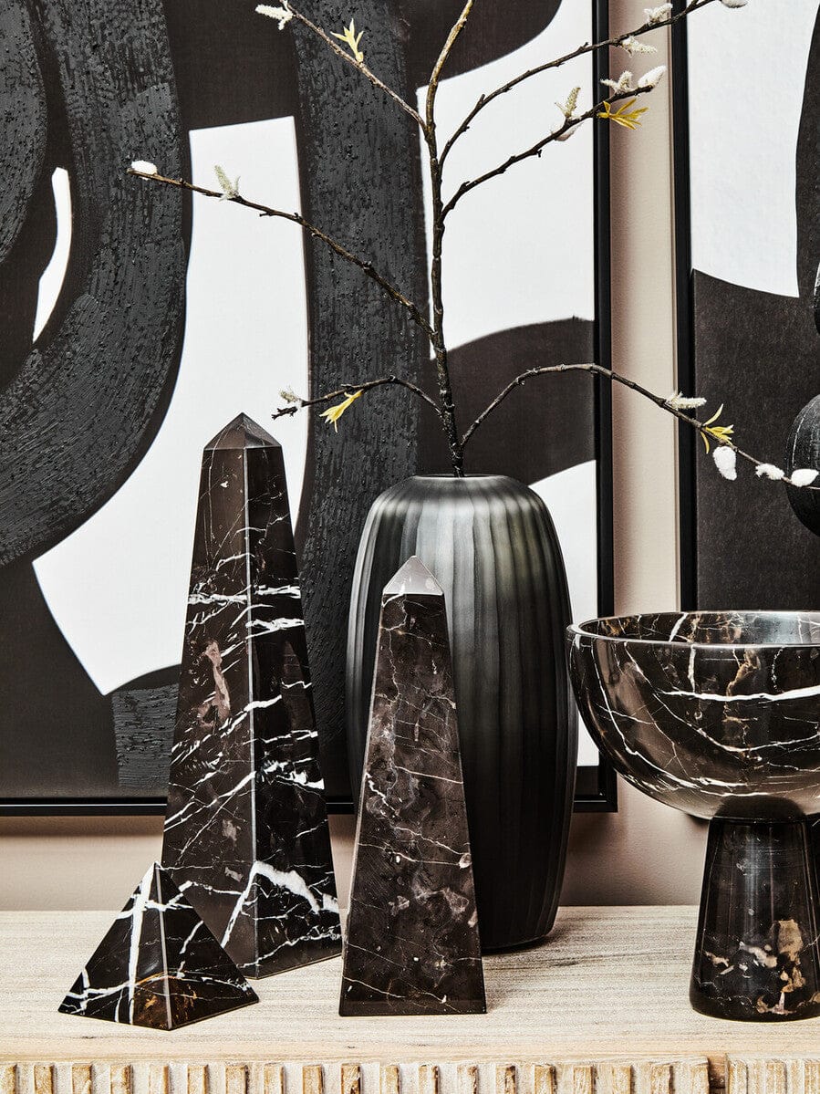 Hamilton Interiors Accessories Salmo Large Black Marble Obelisk House of Isabella UK