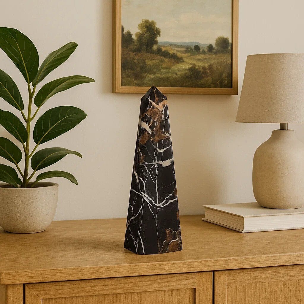 Hamilton Interiors Accessories Salmo Large Black Marble Obelisk House of Isabella UK