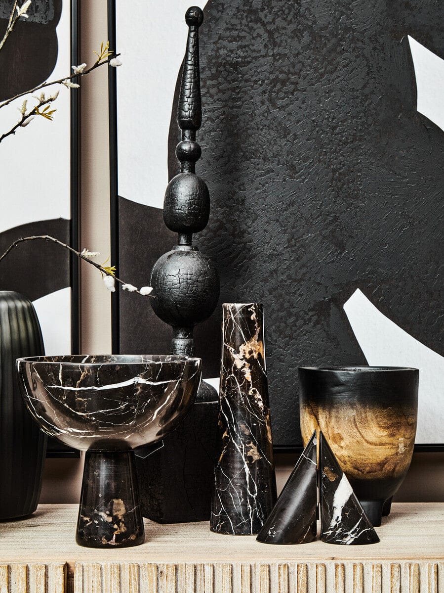 Hamilton Interiors Accessories Salmo Large Black Marble Pedestal Bowl House of Isabella UK