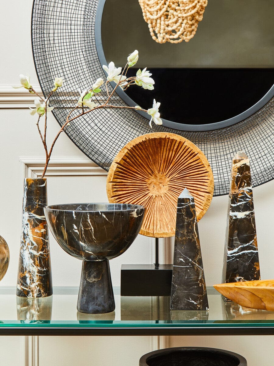 Hamilton Interiors Accessories Salmo Large Black Marble Pedestal Bowl House of Isabella UK