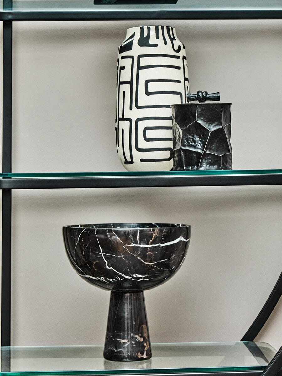 Hamilton Interiors Accessories Salmo Large Black Marble Pedestal Bowl House of Isabella UK