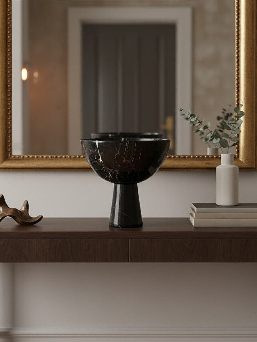 Hamilton Interiors Accessories Salmo Large Black Marble Pedestal Bowl House of Isabella UK