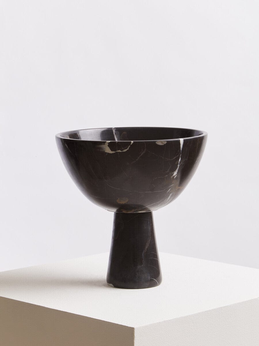 Hamilton Interiors Accessories Salmo Large Black Marble Pedestal Bowl House of Isabella UK